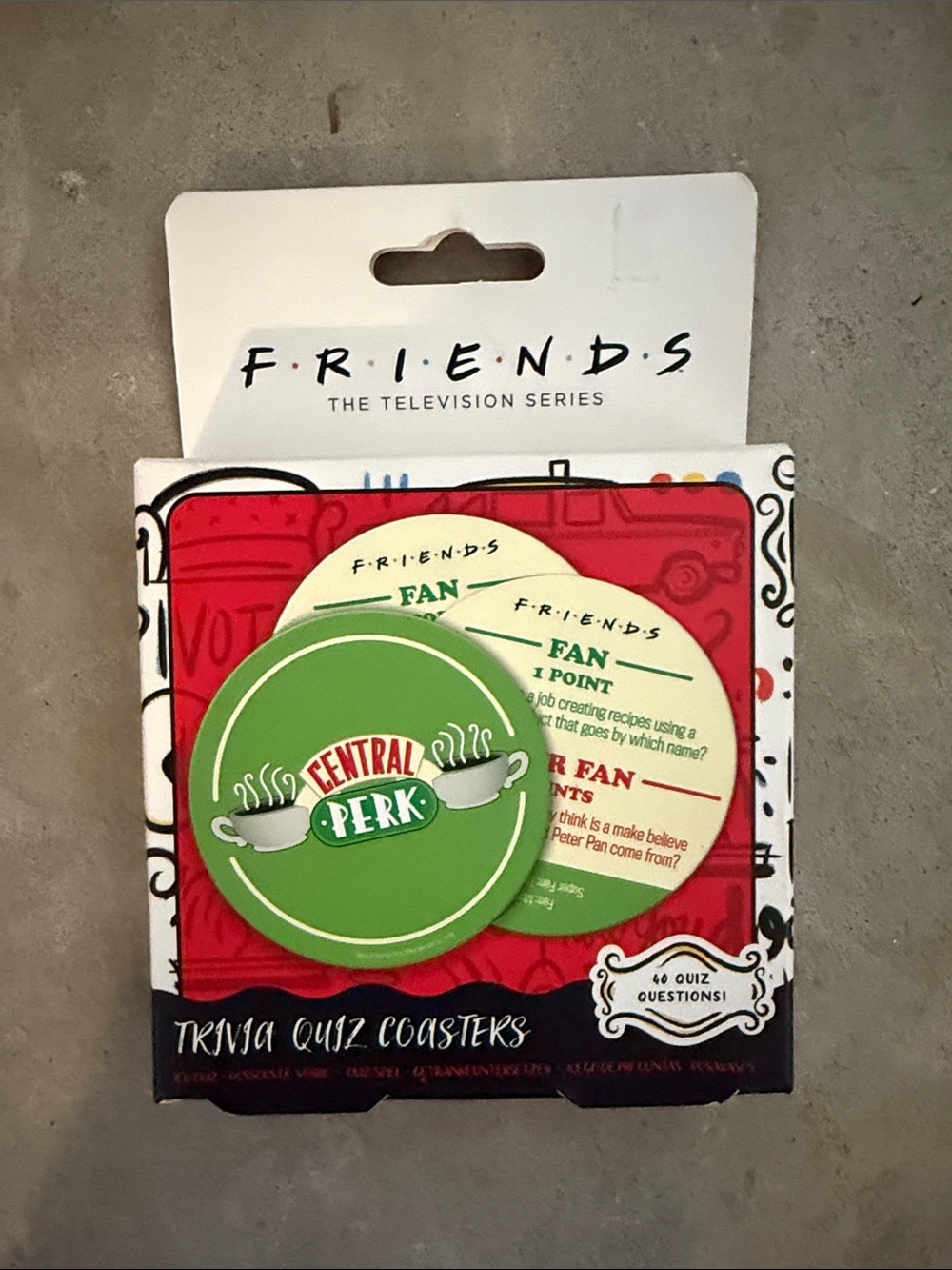 FRIENDS Central Perk Trivia Quiz Coasters - Green and Red